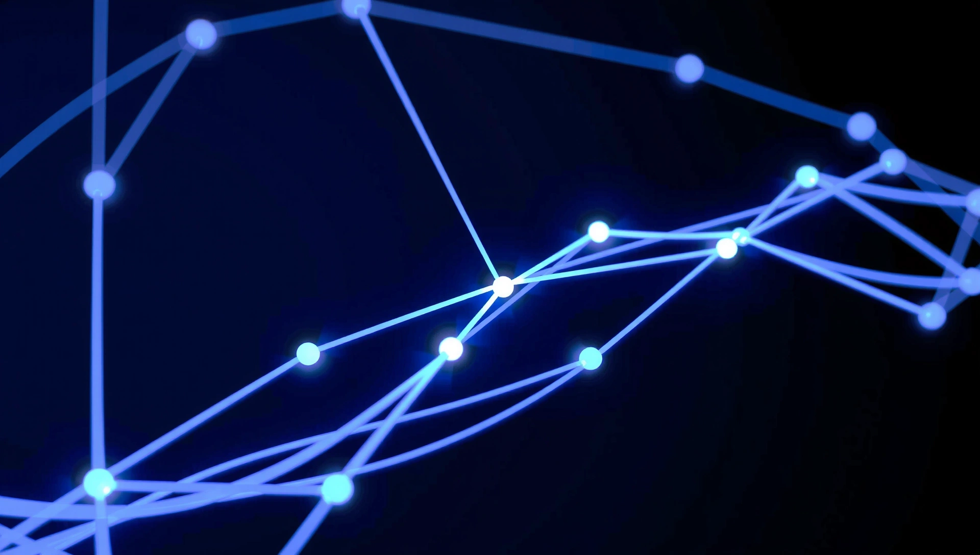 Abstract network lines and glowing data points forming a background pattern