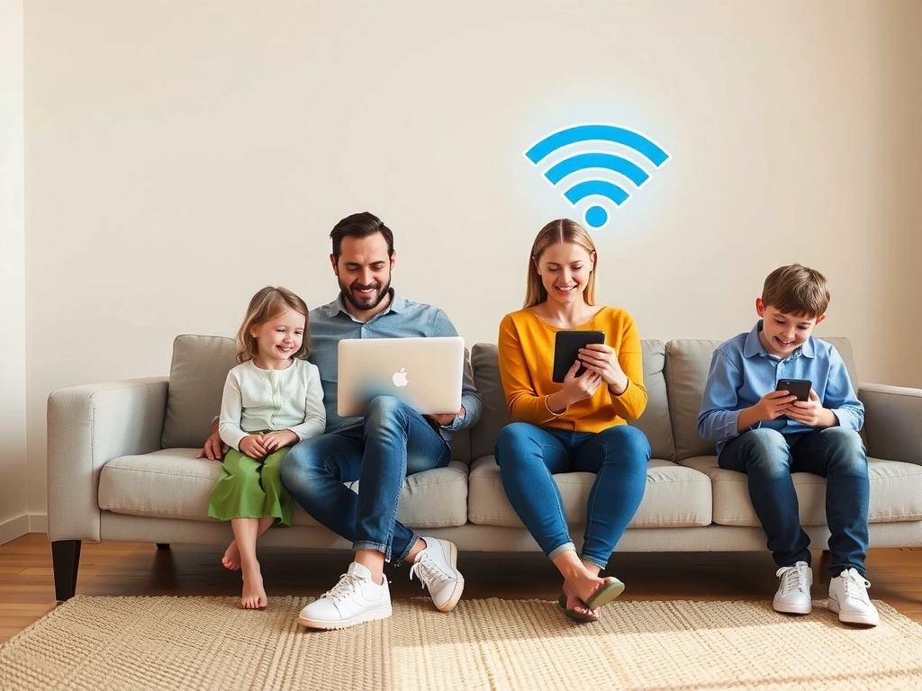 Family enjoying high-speed home internet