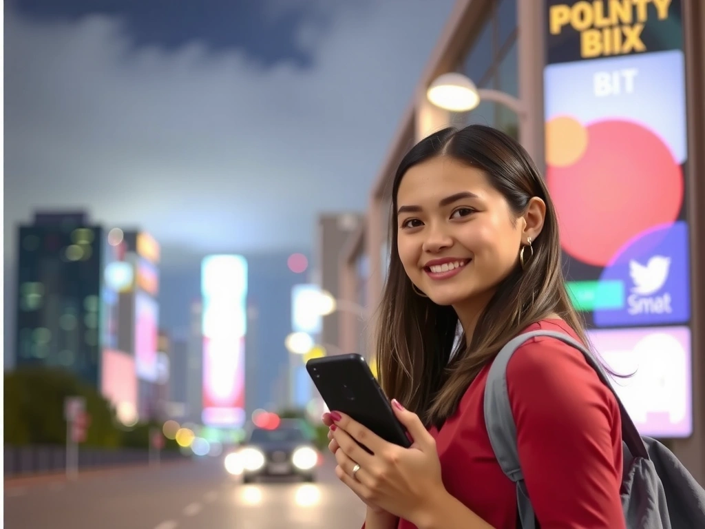 Person using smartphone outdoors