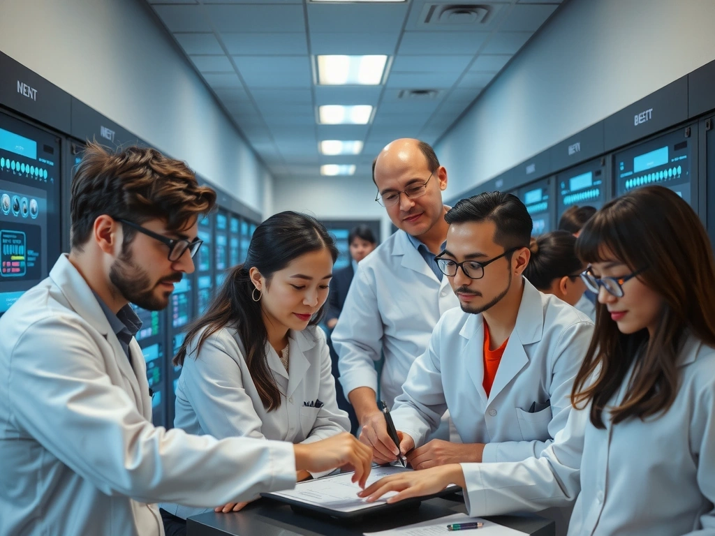 Scientists working on network technology