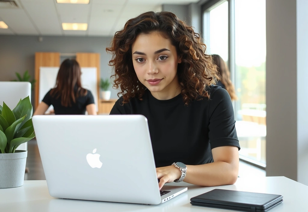 Person responsibly using a laptop, showing secure and ethical online behavior