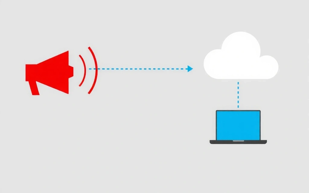 Diagram showing voice converted to digital packets traveling over the internet, then converting back to voice at the receiver, illustrating VoIP technology, no text, no letters.